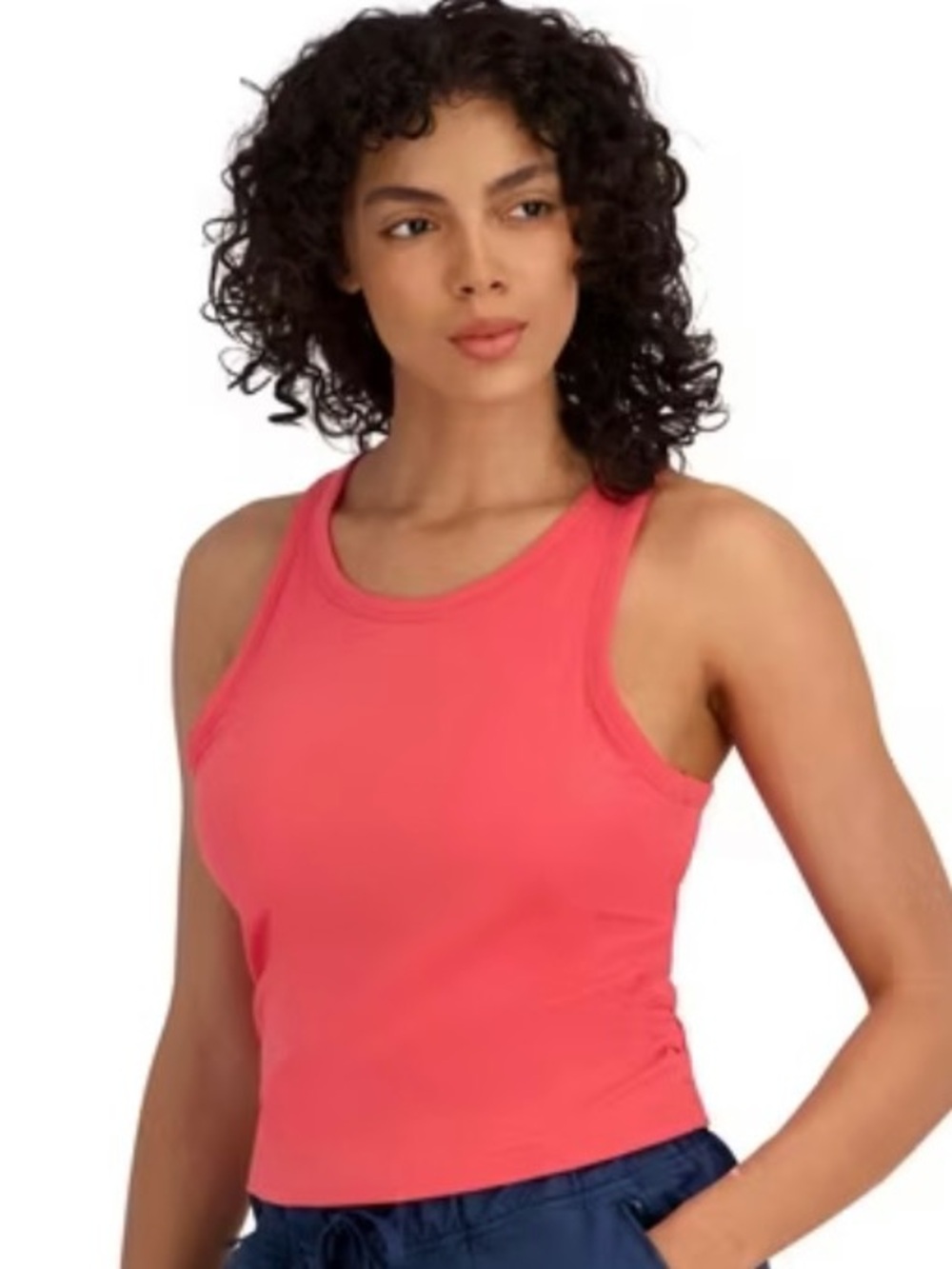Outdoor Voices Coral Pink Ribbed Athletic Tank Top with Built In Bra Size XXL